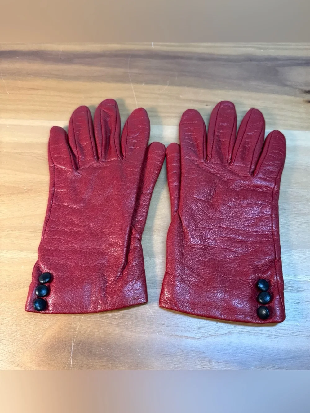 Fownes Women’s Genuine Leather Gloves Sz S Red Cashmere Lined Driving Classic